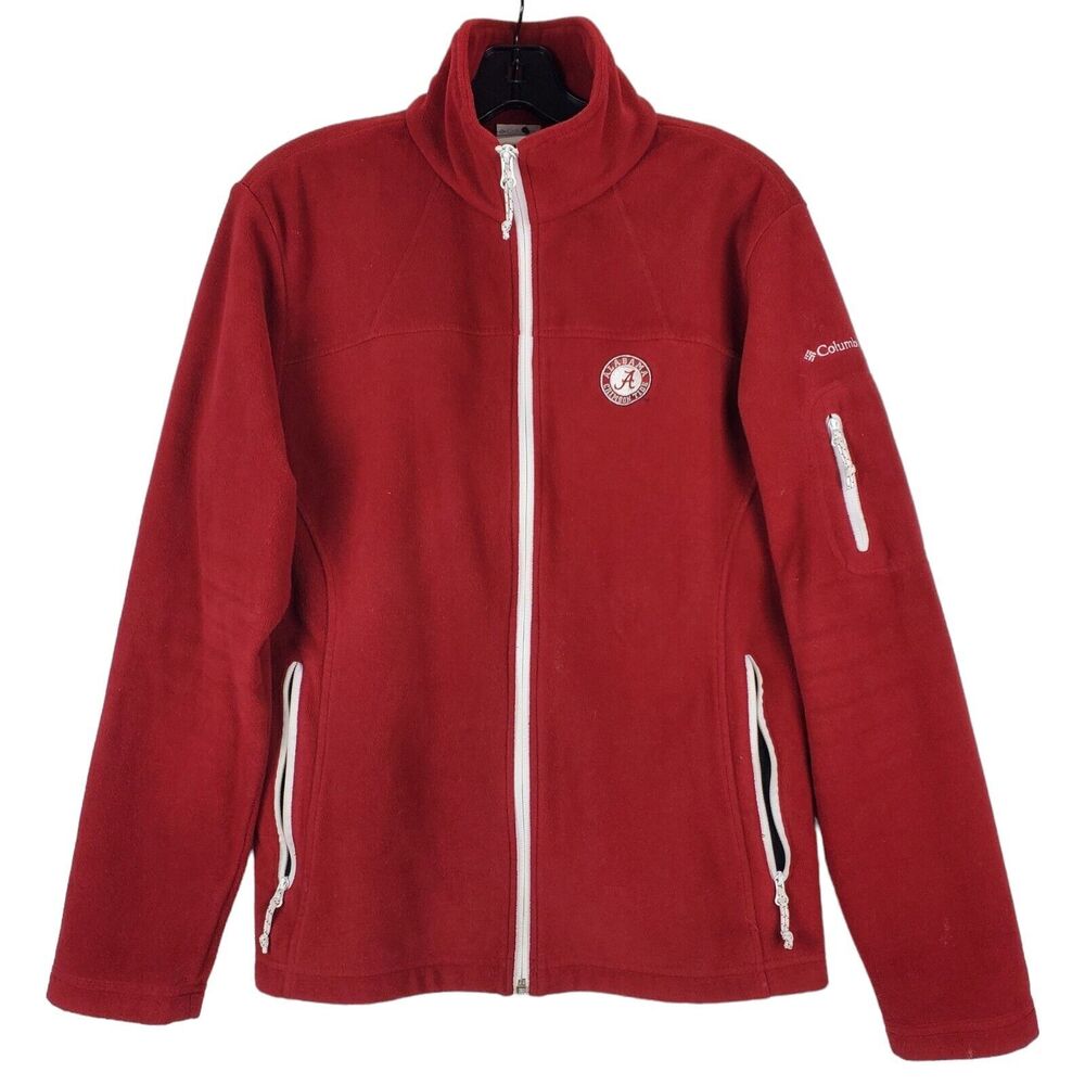 ALABAMA CRIMSON TIDE Jacket Womens Large Red Fleece COLUMBIA Full Zip College